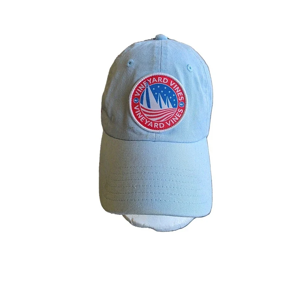 Vineyard Vines Light Blue Strapback Baseball Hat Cap Embroidered Logo Adjustable